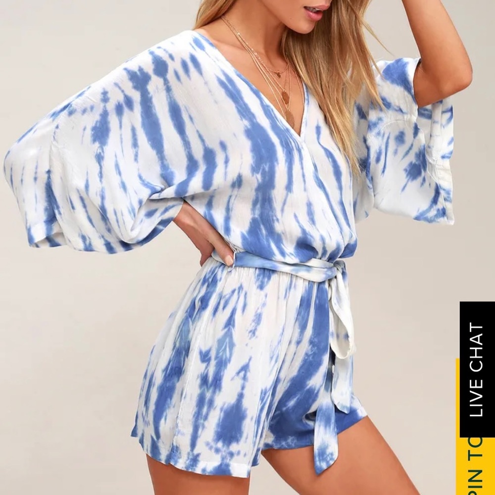 Seaside Gale Blue Tie-Dye Romper